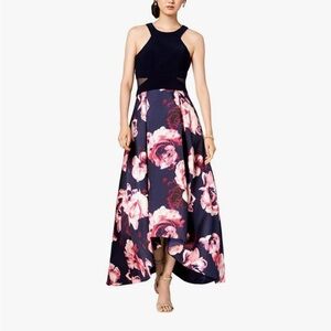 Xscape Blue and Pink High Low A-Line Dress